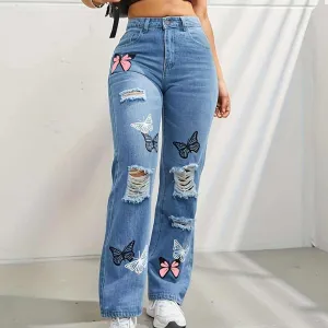 Glow Chic's Trendy Straight Leg Ripped Jeans