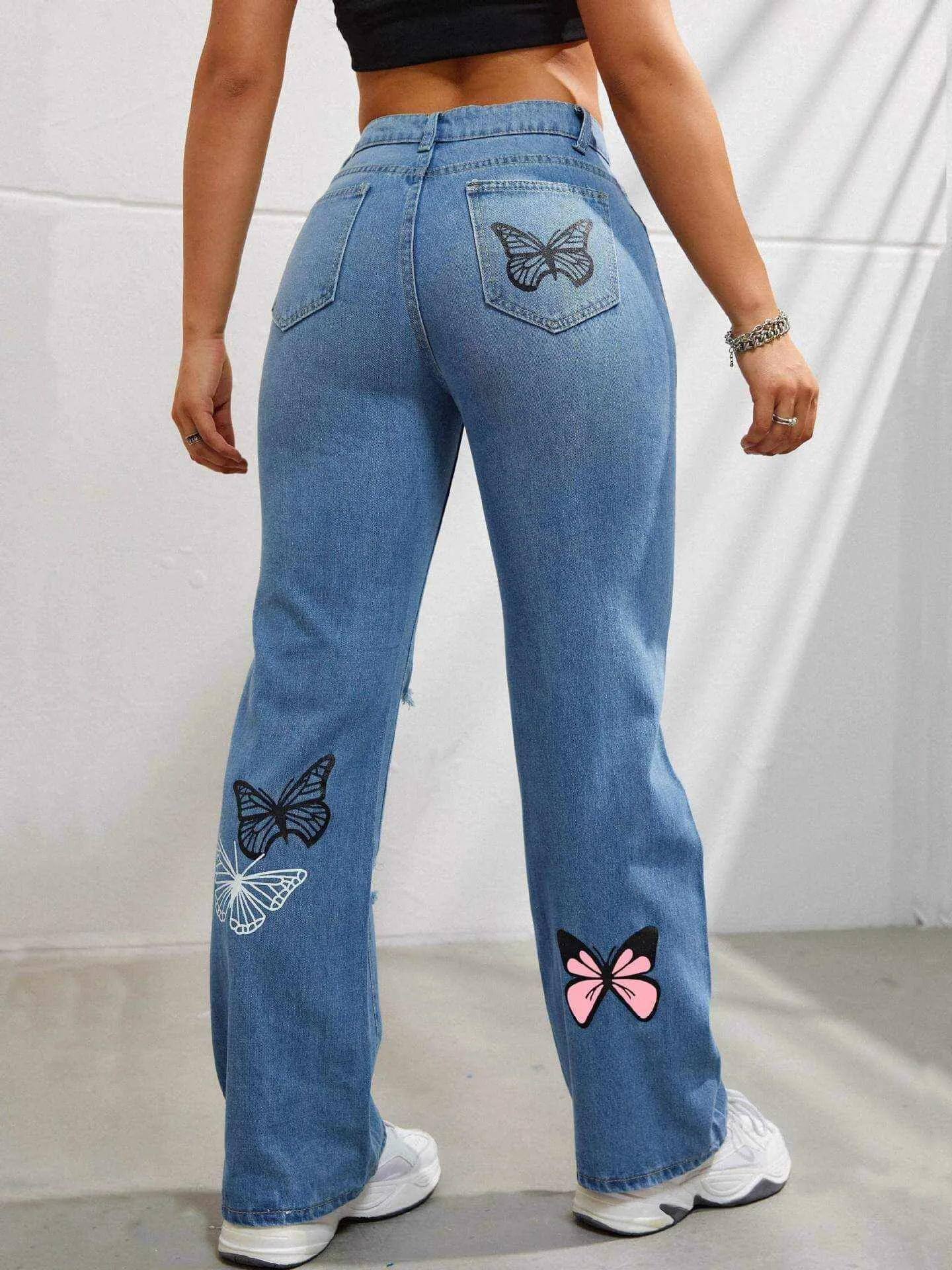 Glow Chic's Trendy Straight Leg Ripped Jeans