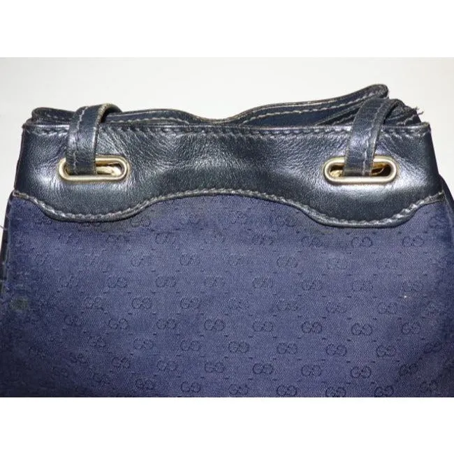 Gucci Webby Drawstring Pursesdesigner Purses Navy Leather And Gg Leather Satchel