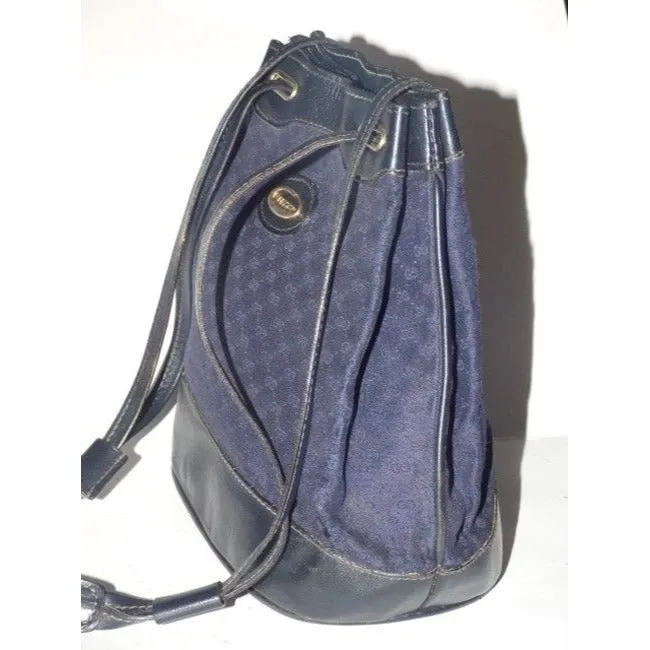 Gucci Webby Drawstring Pursesdesigner Purses Navy Leather And Gg Leather Satchel