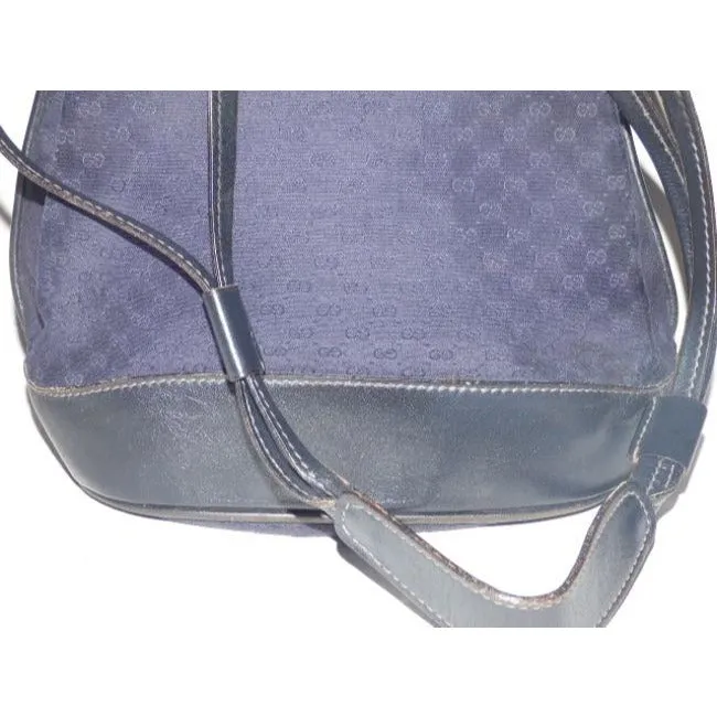 Gucci Webby Drawstring Pursesdesigner Purses Navy Leather And Gg Leather Satchel
