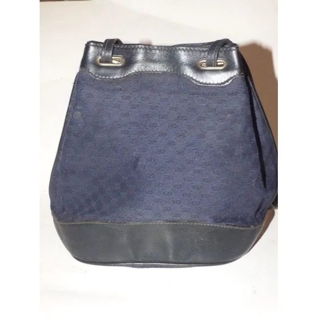 Gucci Webby Drawstring Pursesdesigner Purses Navy Leather And Gg Leather Satchel