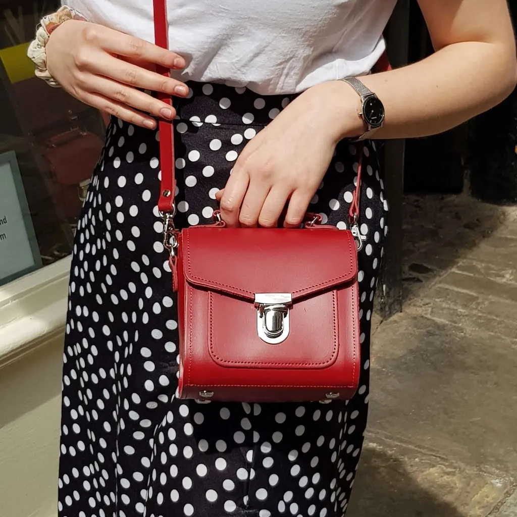 Handmade Leather Sugarcube Handbag - Navy