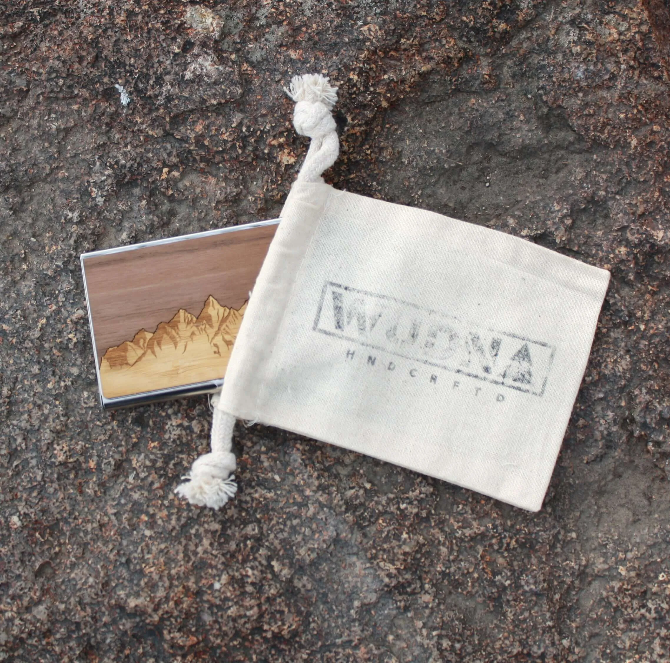 Handmade Wooden Business Card Holder (Sawtooth Mountains)