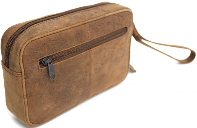 Hide & Chic Genuine Leather Man Bag. Brown. Style No: 52012.