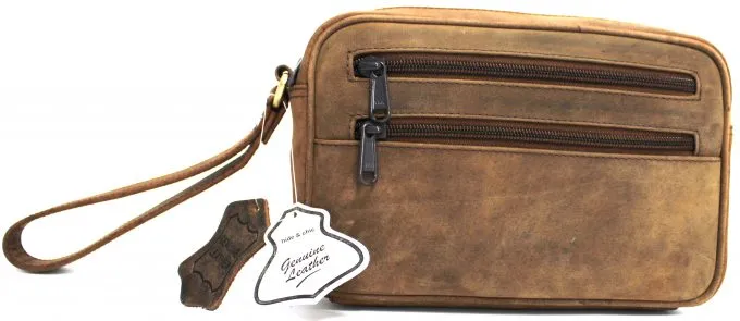 Hide & Chic Genuine Leather Man Bag. Brown. Style No: 52012.