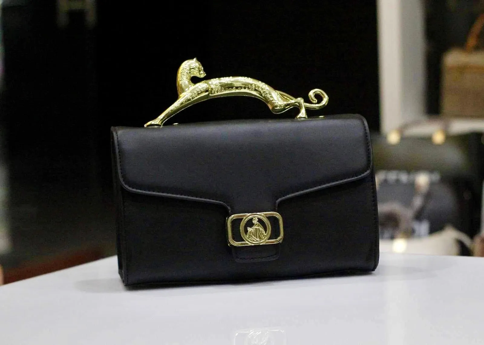 LANVIN Cross Body Women Bag with Long Belt (Black)