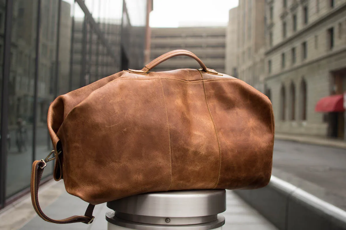 Leather Military Duffle Bag 24"