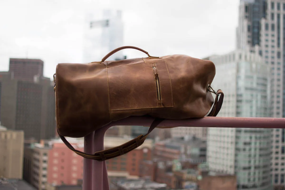 Leather Military Duffle Bag 24"