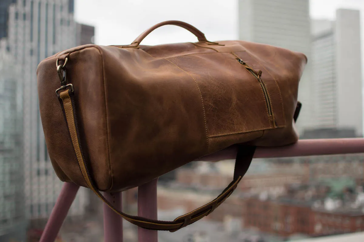 Leather Military Duffle Bag 24"