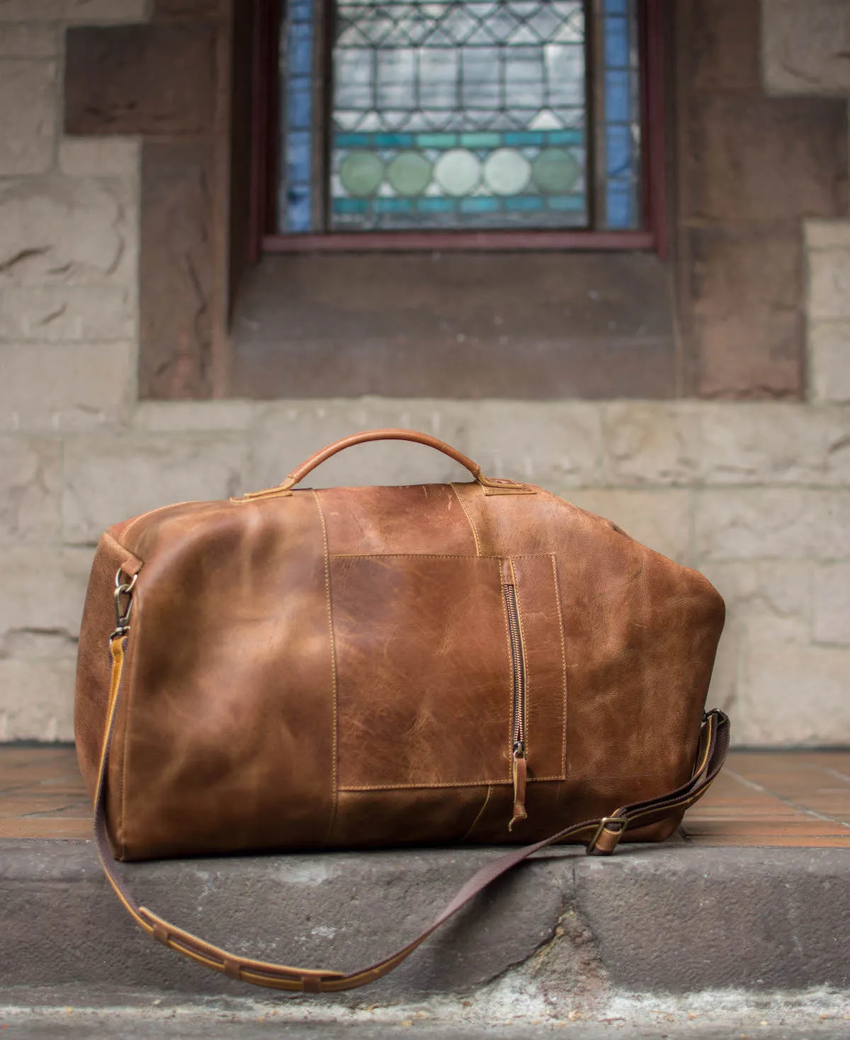 Leather Military Duffle Bag 24"