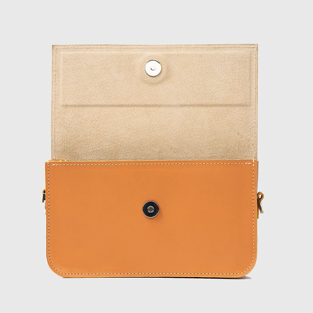 Leather Shoulder Bag - Curie (Light Orange)