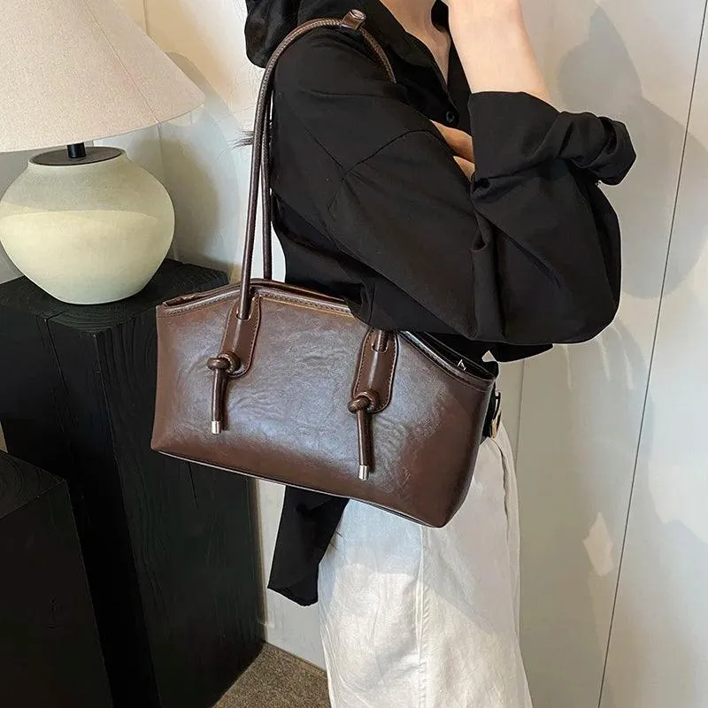 Leather Tote Bags Women Large Trapezoid Zipper Double Handles Handbag Purses