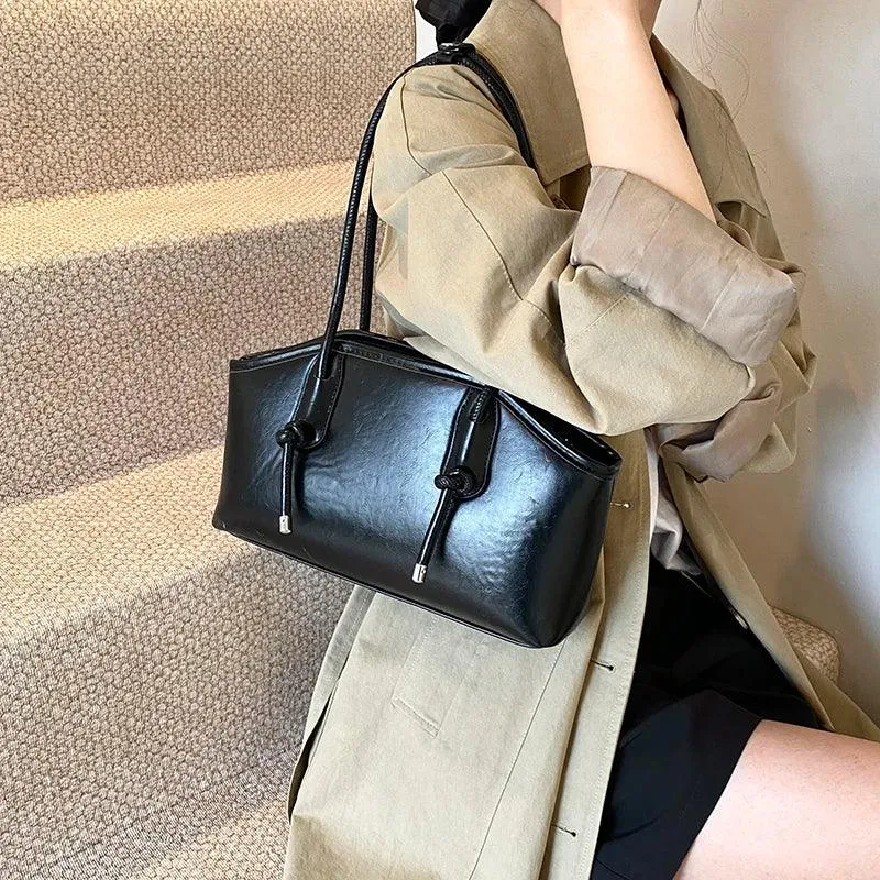 Leather Tote Bags Women Large Trapezoid Zipper Double Handles Handbag Purses