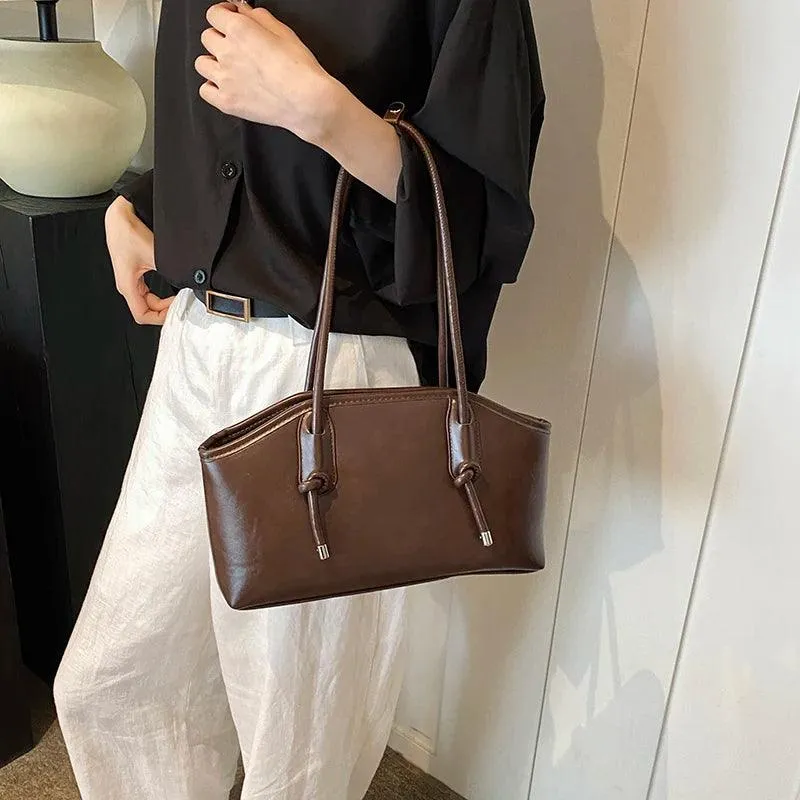 Leather Tote Bags Women Large Trapezoid Zipper Double Handles Handbag Purses