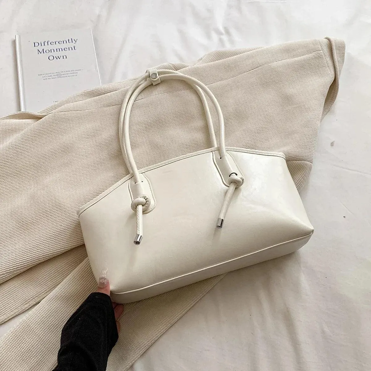 Leather Tote Bags Women Large Trapezoid Zipper Double Handles Handbag Purses