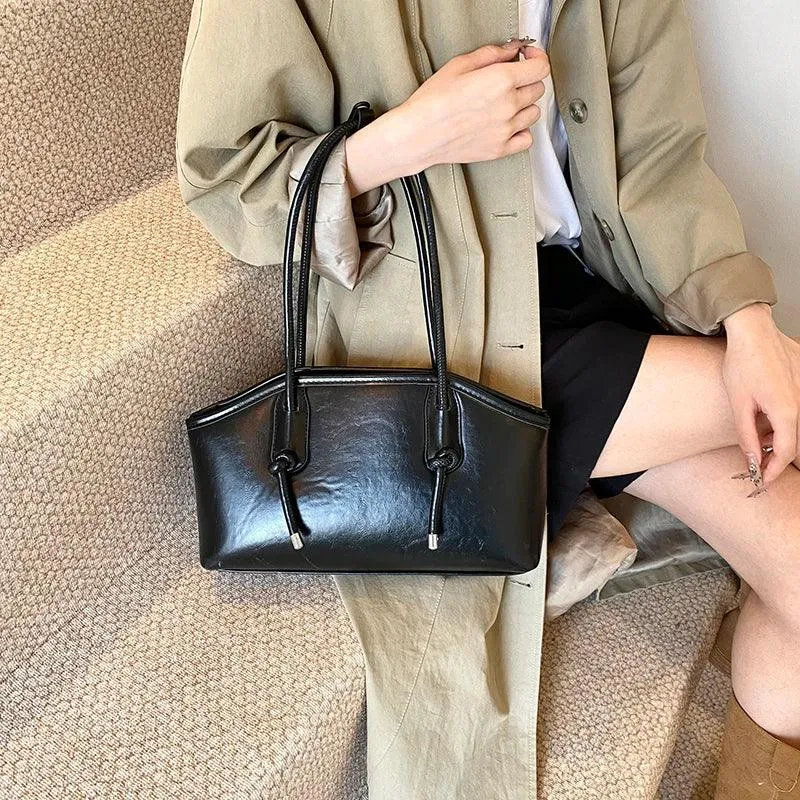 Leather Tote Bags Women Large Trapezoid Zipper Double Handles Handbag Purses