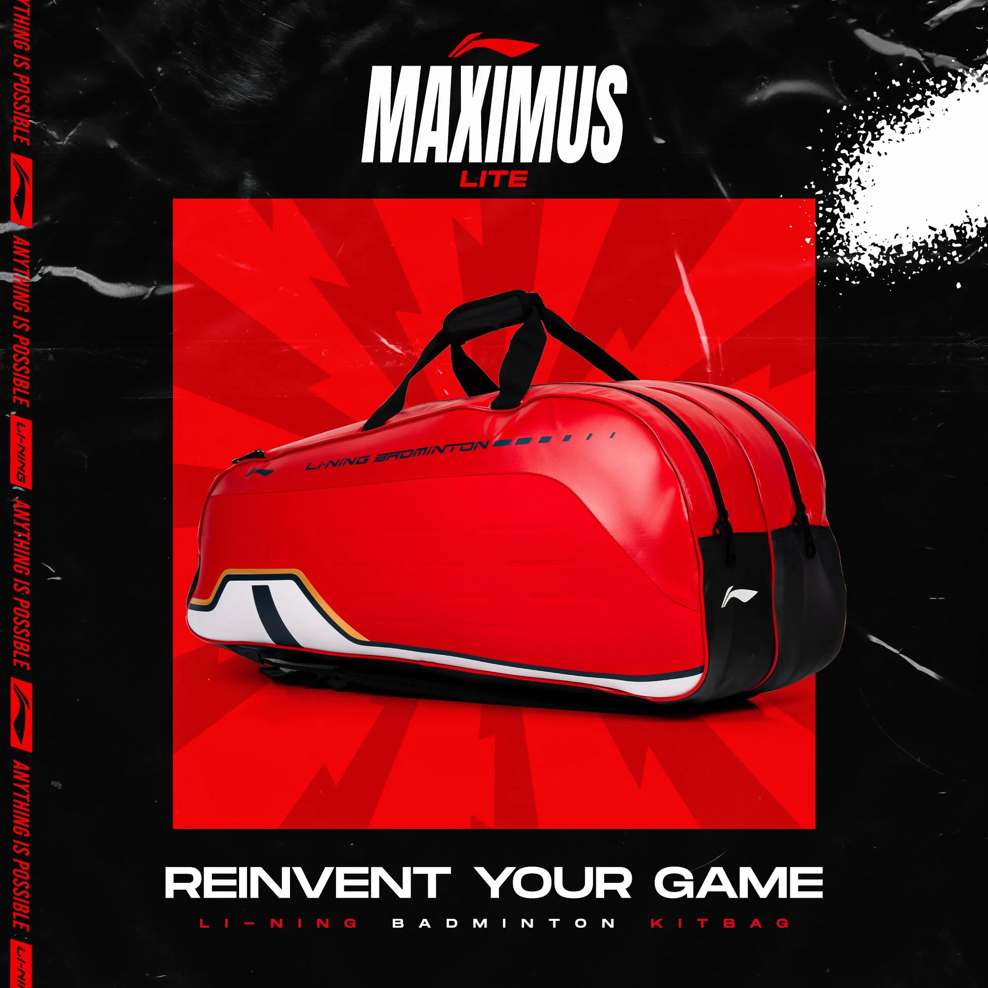 Li-Ning Maximus Lite Kit Bag (Red) (Size - M/50 L)