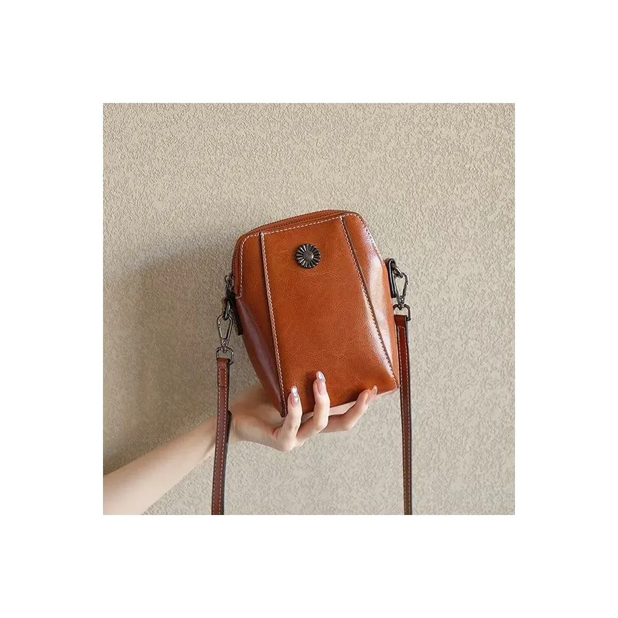 Luxe Leather Square Thread Pattern Shoulder Bag