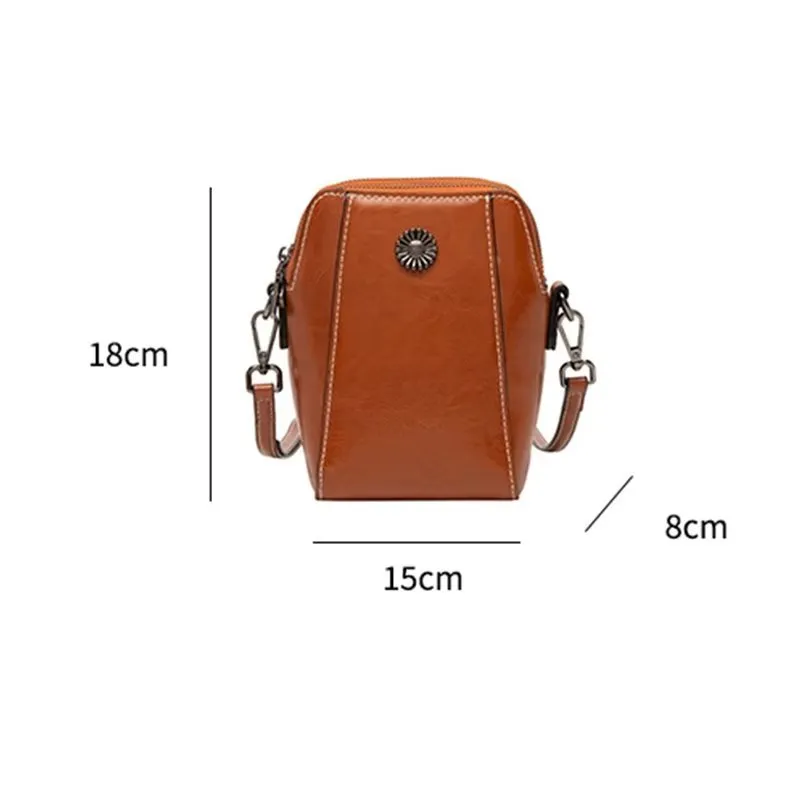 Luxe Leather Square Thread Pattern Shoulder Bag