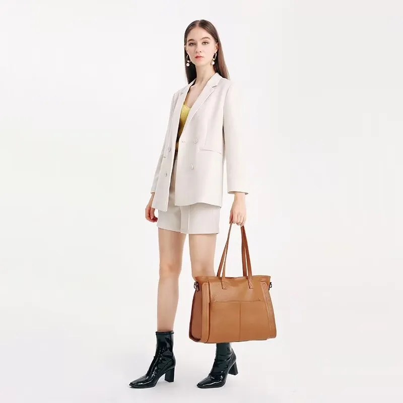 LuxLeather Zipper Shoulder Bag