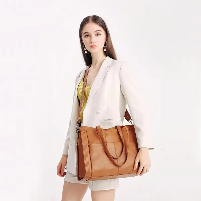LuxLeather Zipper Shoulder Bag