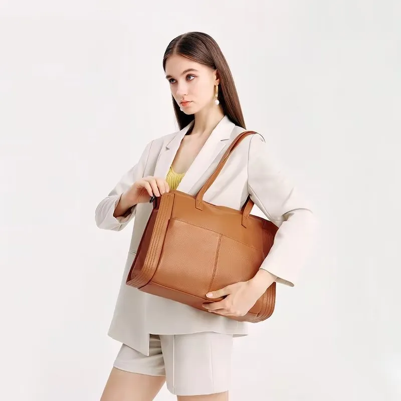 LuxLeather Zipper Shoulder Bag