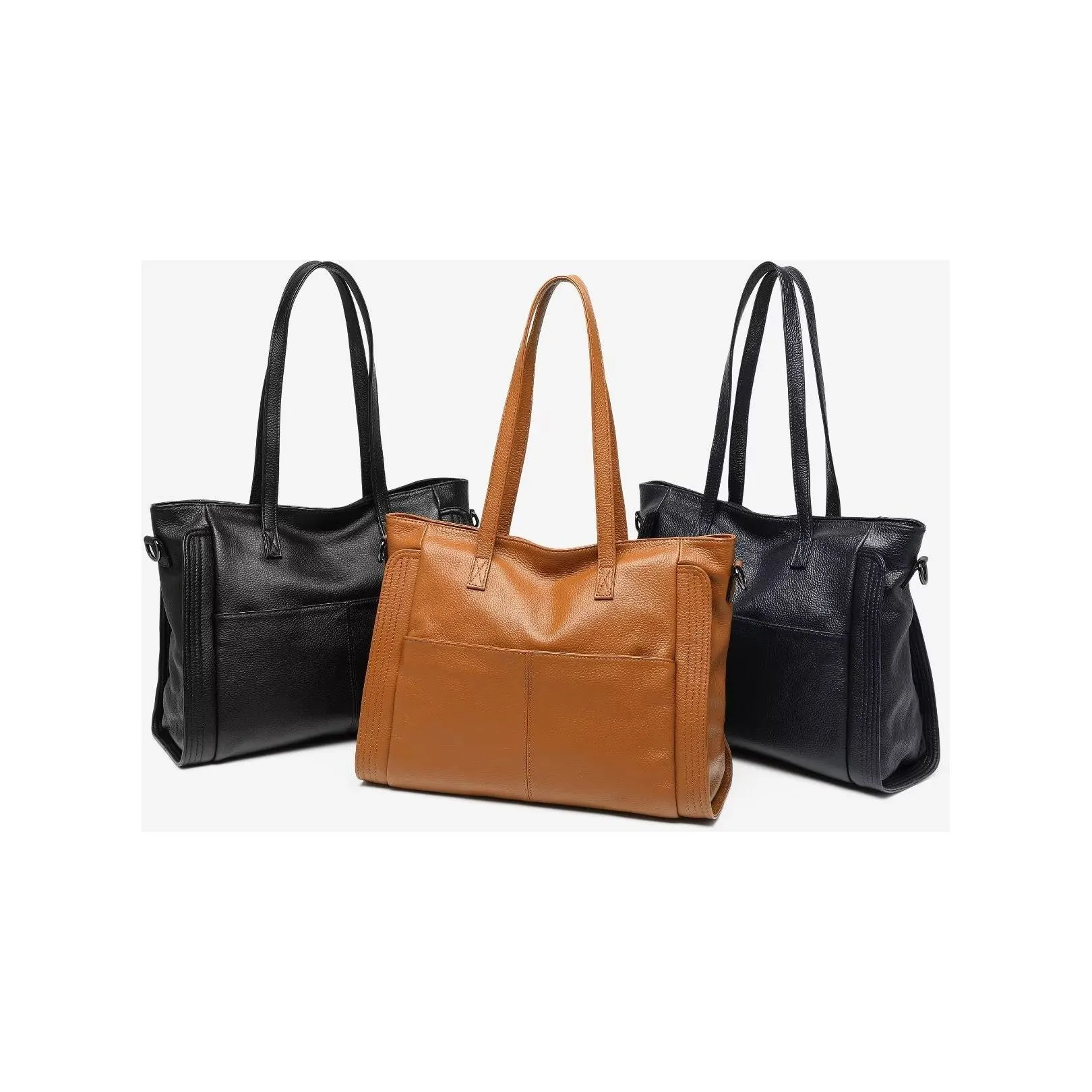 LuxLeather Zipper Shoulder Bag