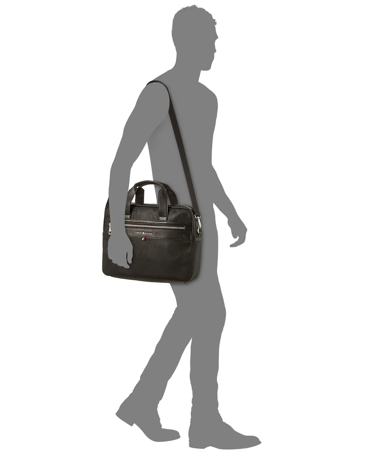 Men's Tommy Hilfiger Pebble Faux-Leather Leo Briefcase, black