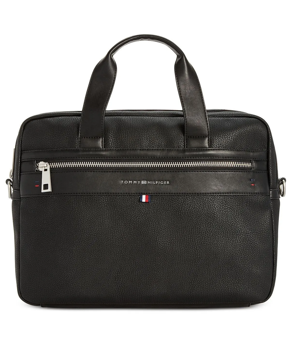 Men's Tommy Hilfiger Pebble Faux-Leather Leo Briefcase, black