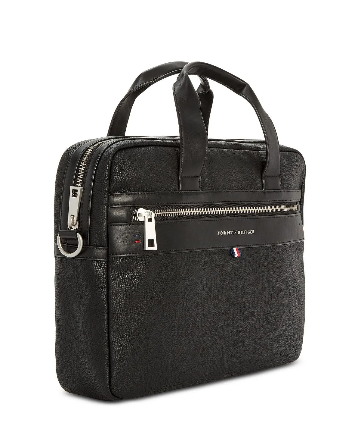 Men's Tommy Hilfiger Pebble Faux-Leather Leo Briefcase, black