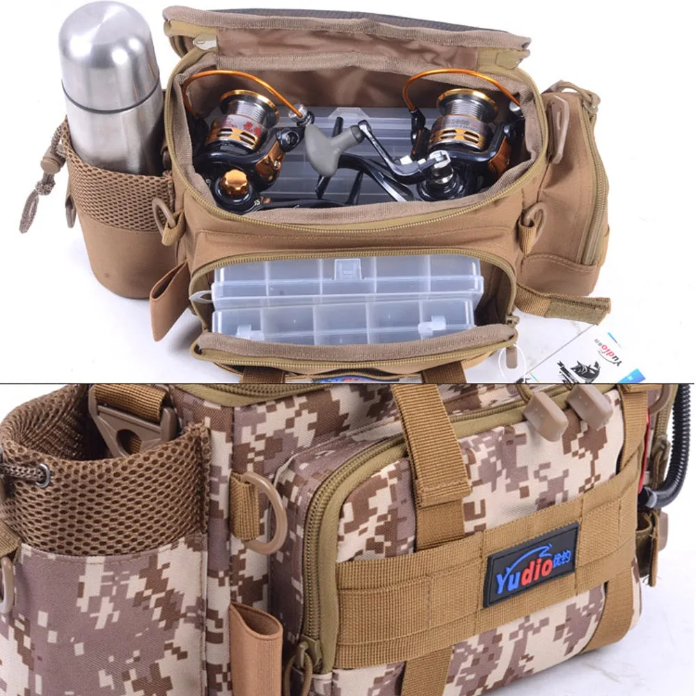 Multifunctional Fishing Bag Large Capacity Storage Fishing Tackle Lure Box Shoulder Bag Canvas Waist Bags Outdoor Sports Handbag