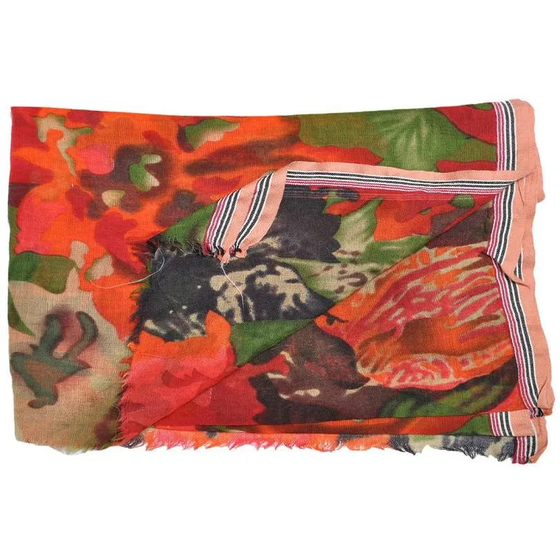 Orange Multi Wool Lightweight Scarf