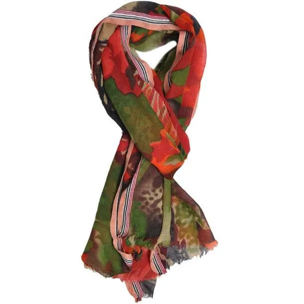 Orange Multi Wool Lightweight Scarf