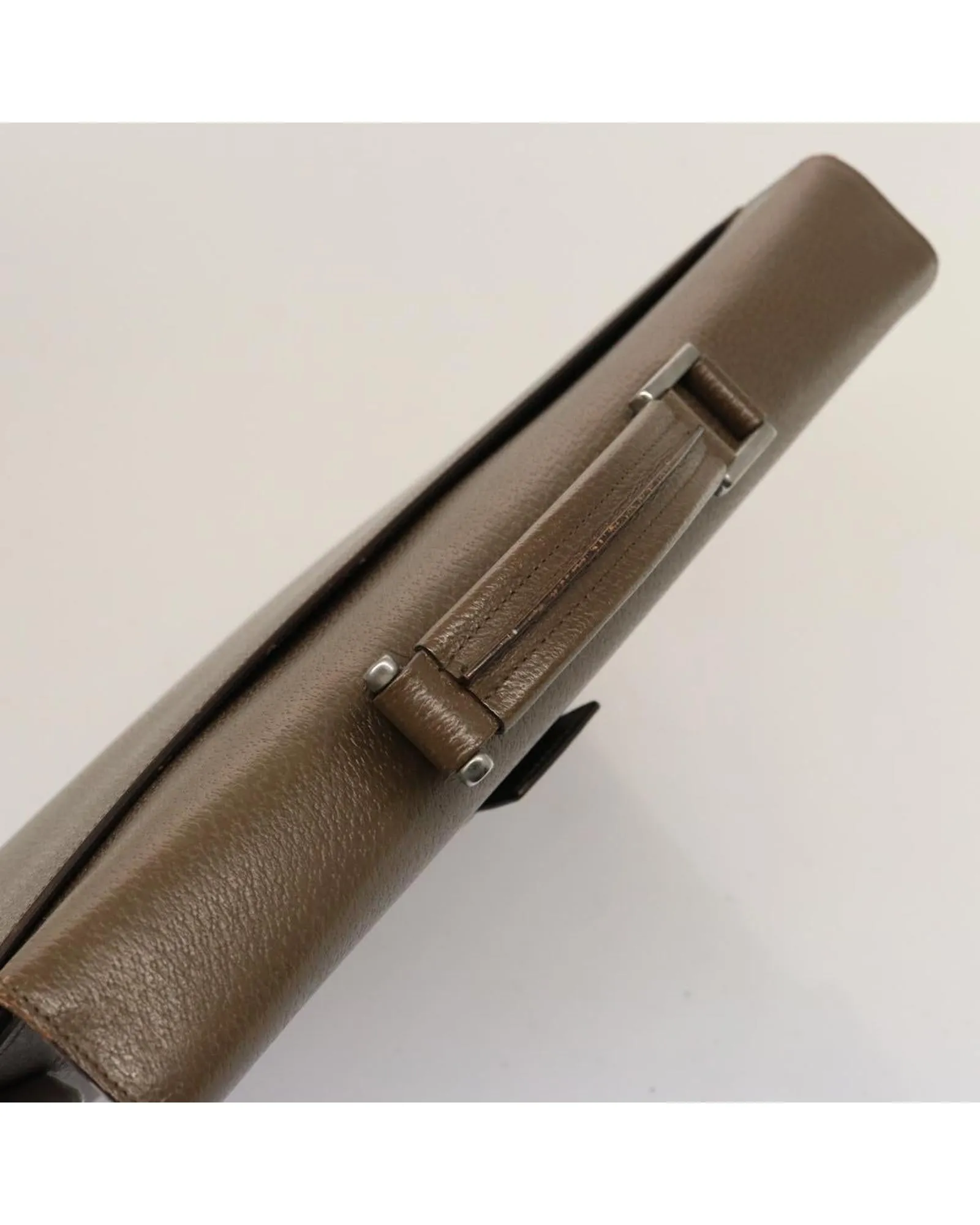 PRADA Saffiano Leather Briefcase Brown 2VE368