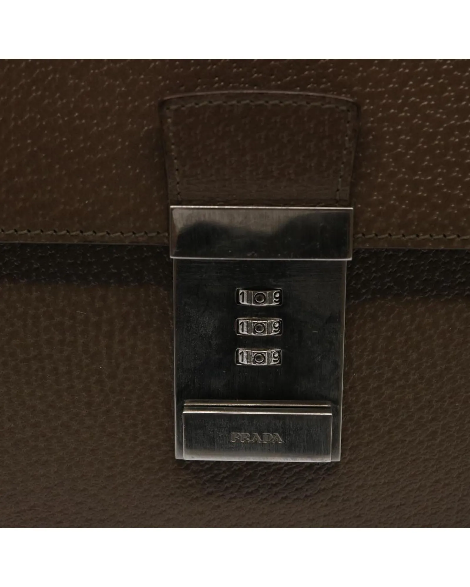 PRADA Saffiano Leather Briefcase Brown 2VE368