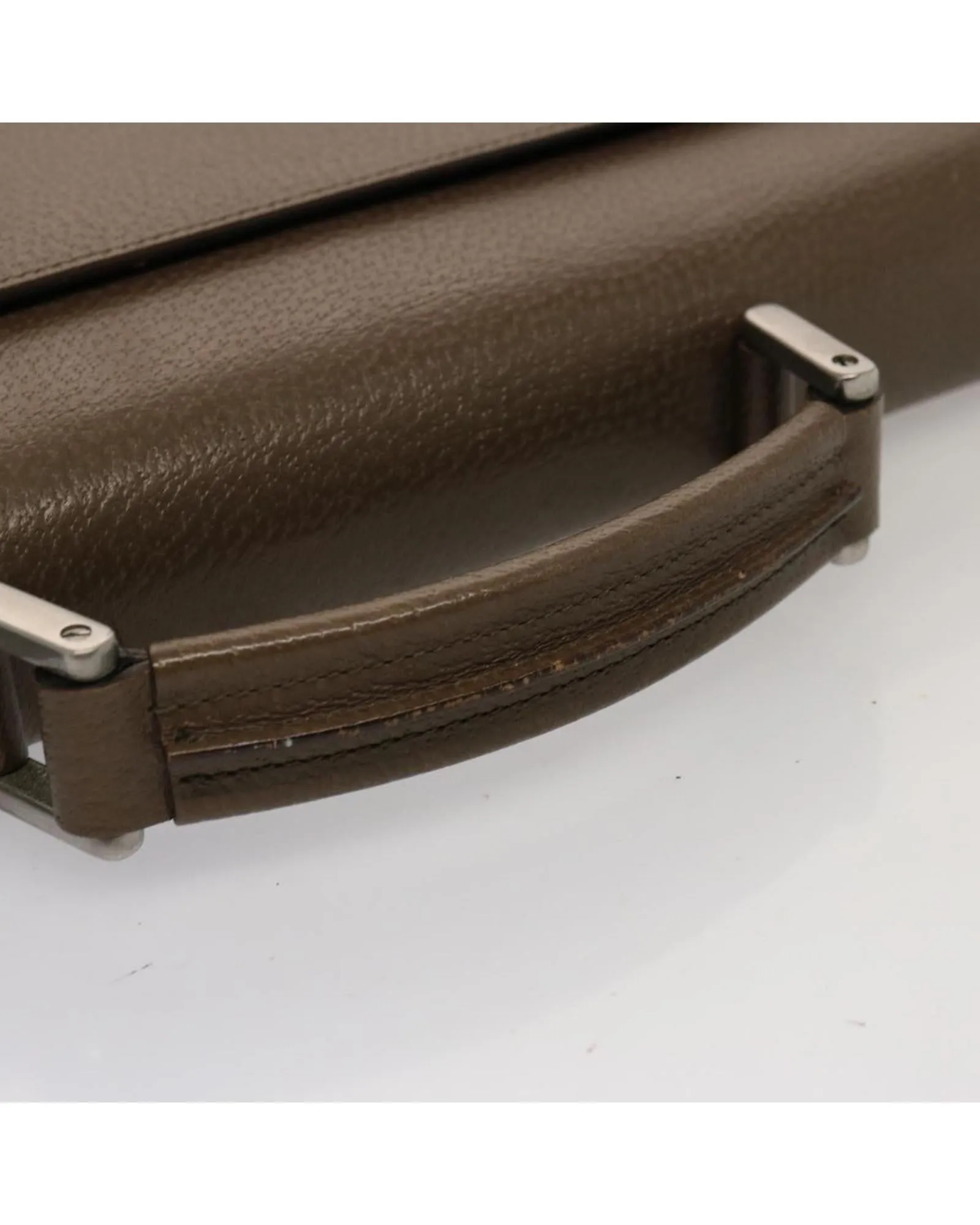 PRADA Saffiano Leather Briefcase Brown 2VE368