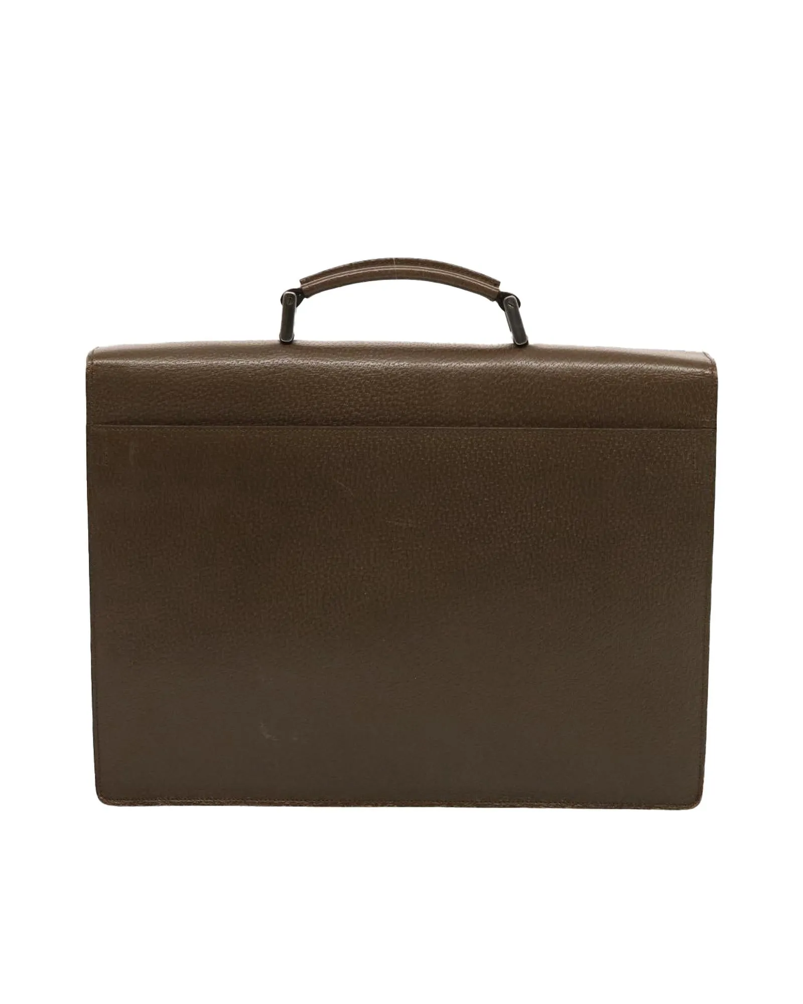 PRADA Saffiano Leather Briefcase Brown 2VE368