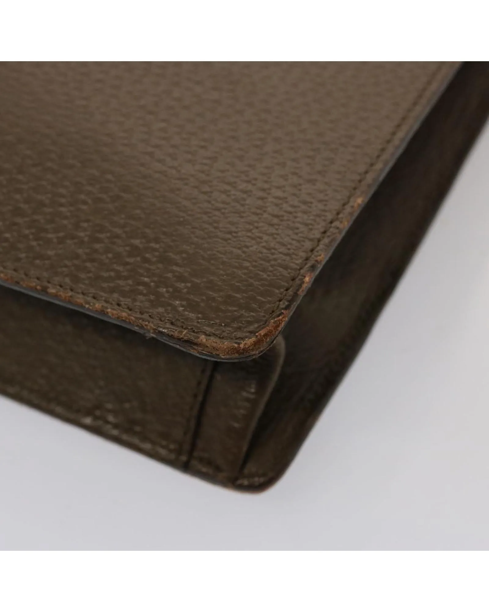 PRADA Saffiano Leather Briefcase Brown 2VE368