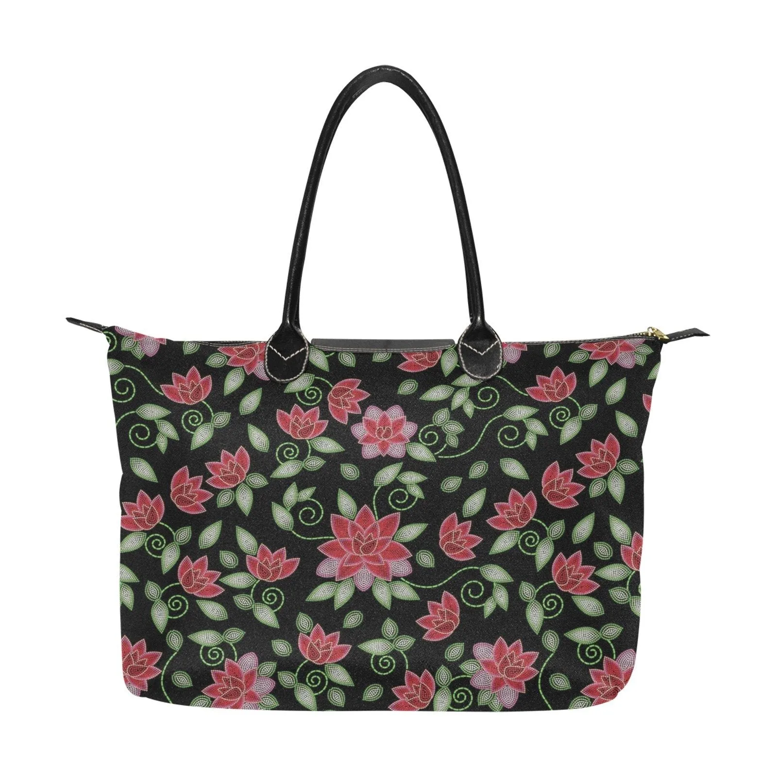 Red Beaded Rose Single-Shoulder Lady Handbag