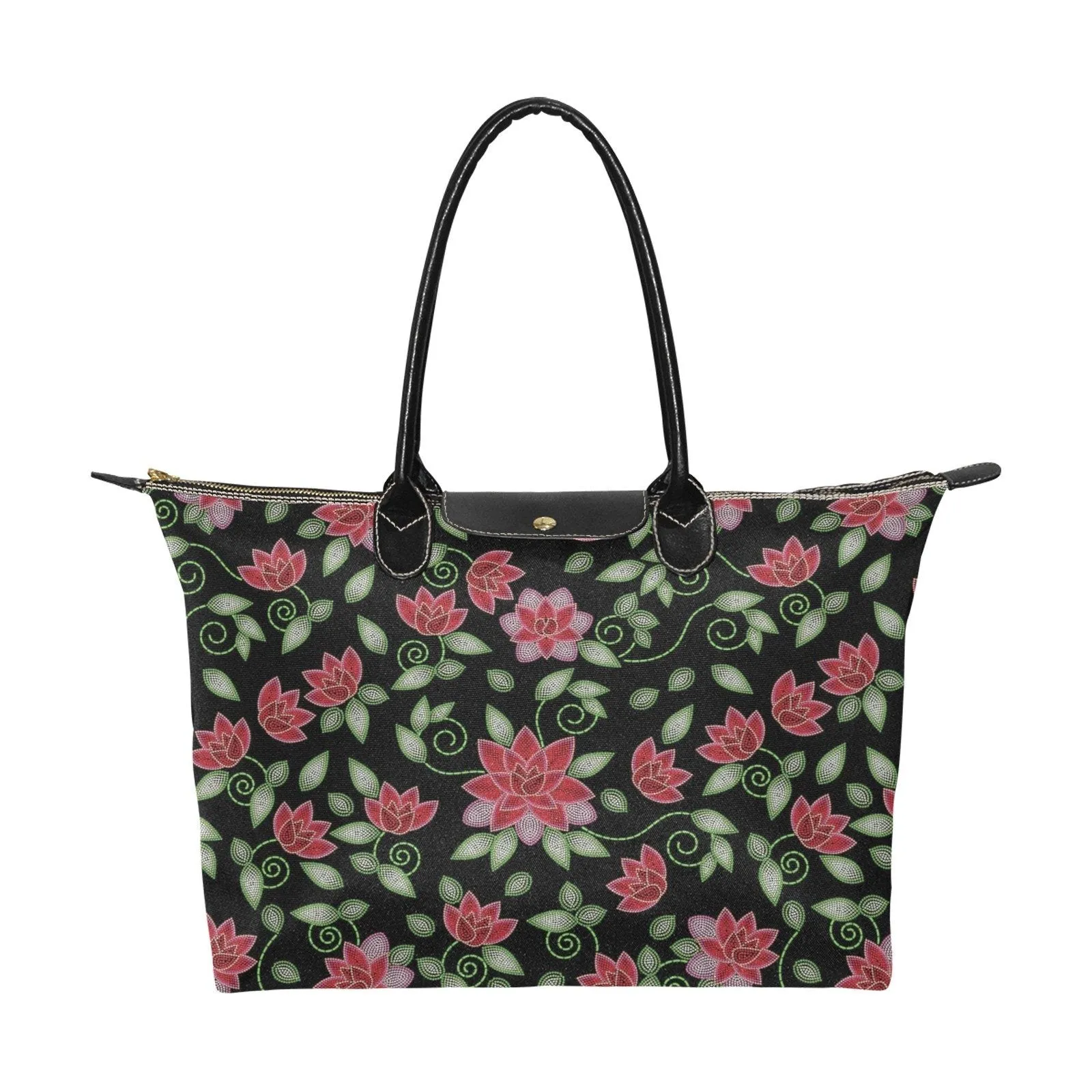 Red Beaded Rose Single-Shoulder Lady Handbag