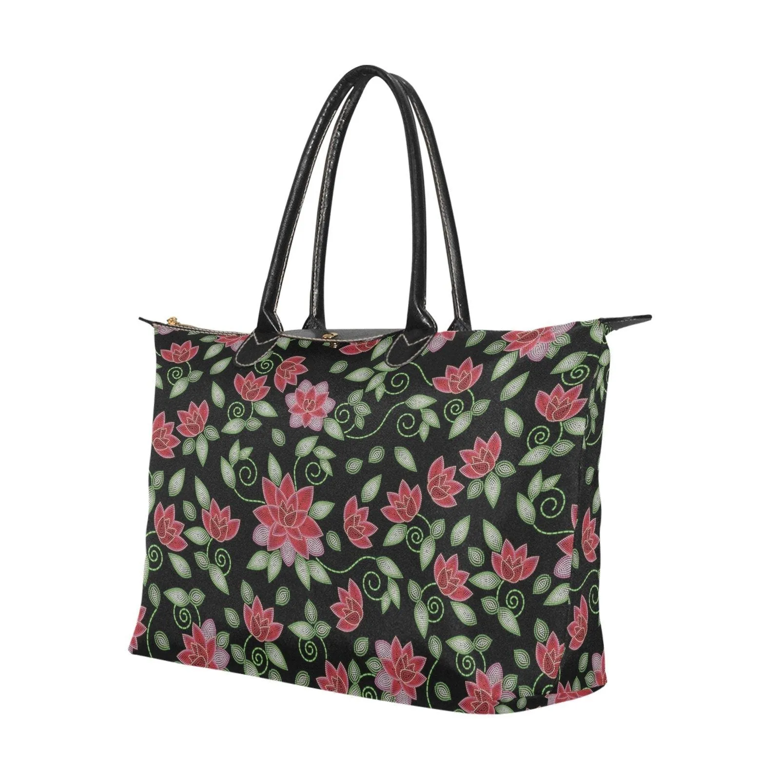 Red Beaded Rose Single-Shoulder Lady Handbag