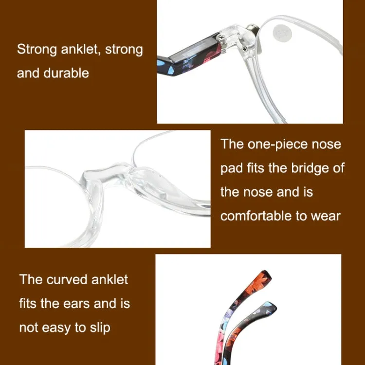 Retro Flexible Durable Portability HD Presbyopic Glasses  300(Beanflower)