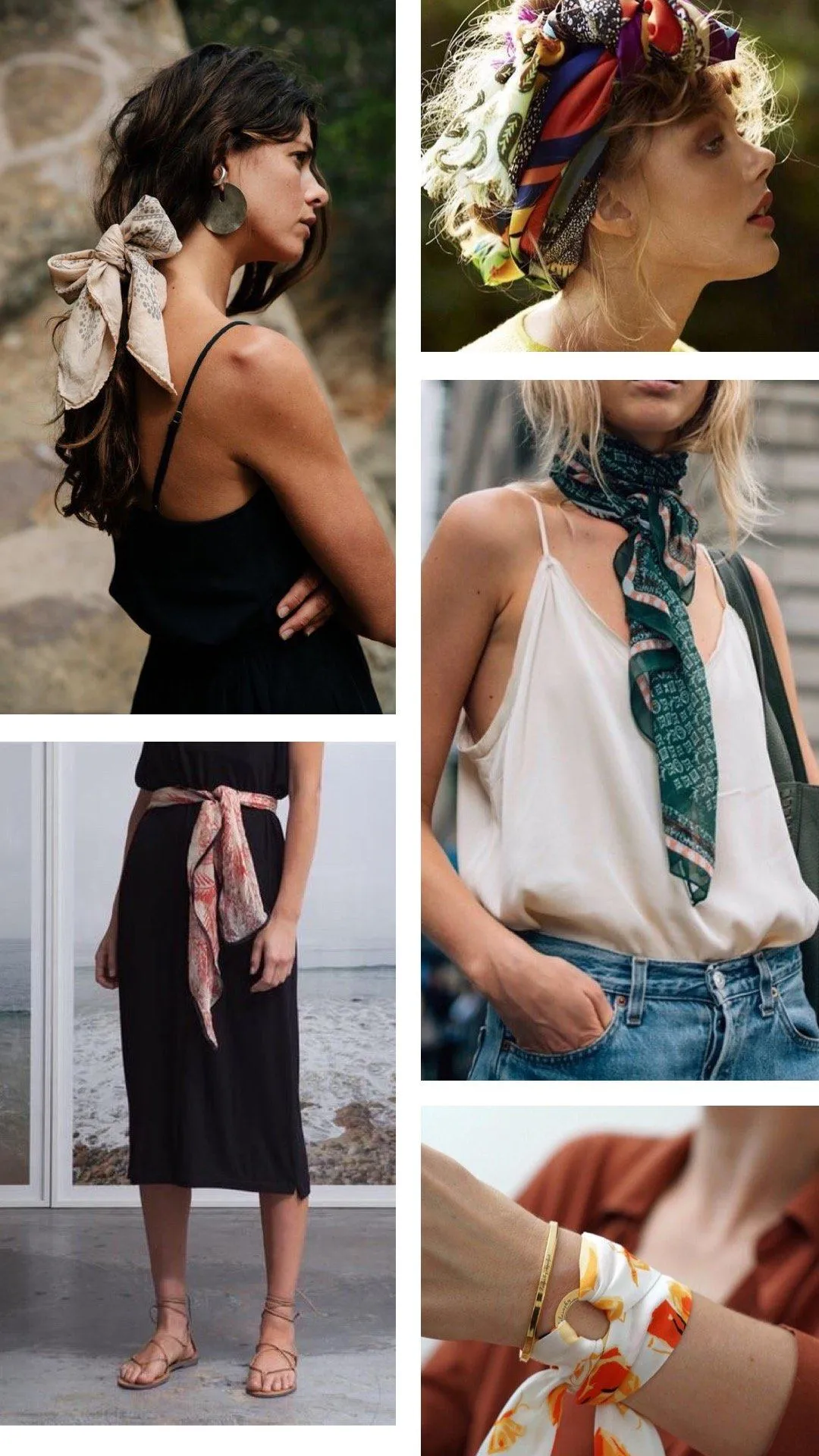 Retro Geometric Silk Scarf