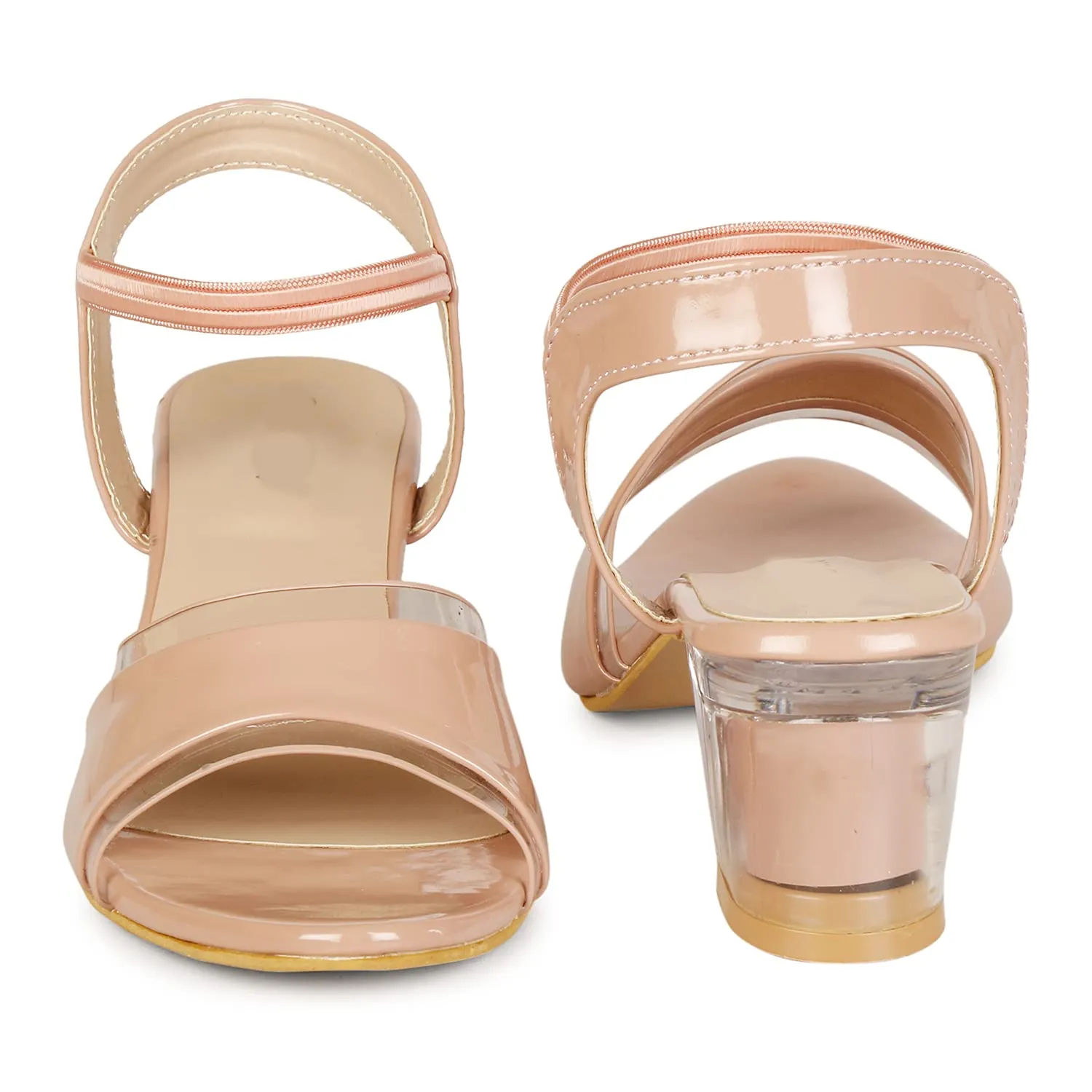 Smart & Sleek Women Casual Block Heel Sandals (PEACH, numeric_7) AB7