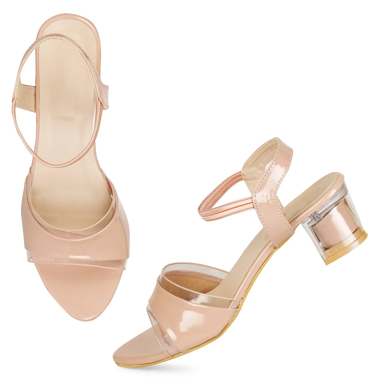 Smart & Sleek Women Casual Block Heel Sandals (PEACH, numeric_7) AB7