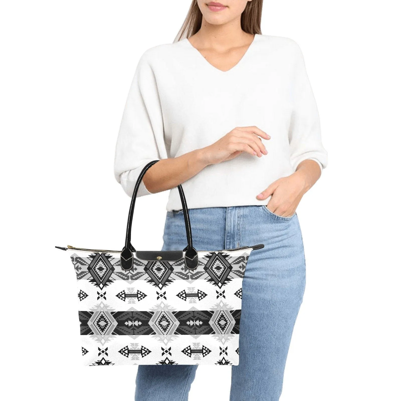 Sovereign Nation Black and White Single-Shoulder Lady Handbag