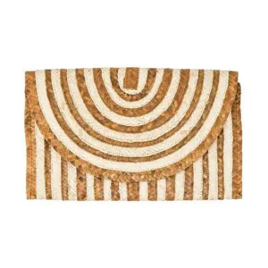 Straw Clutch Purse (White Brown) - Summer Handbag Wallet