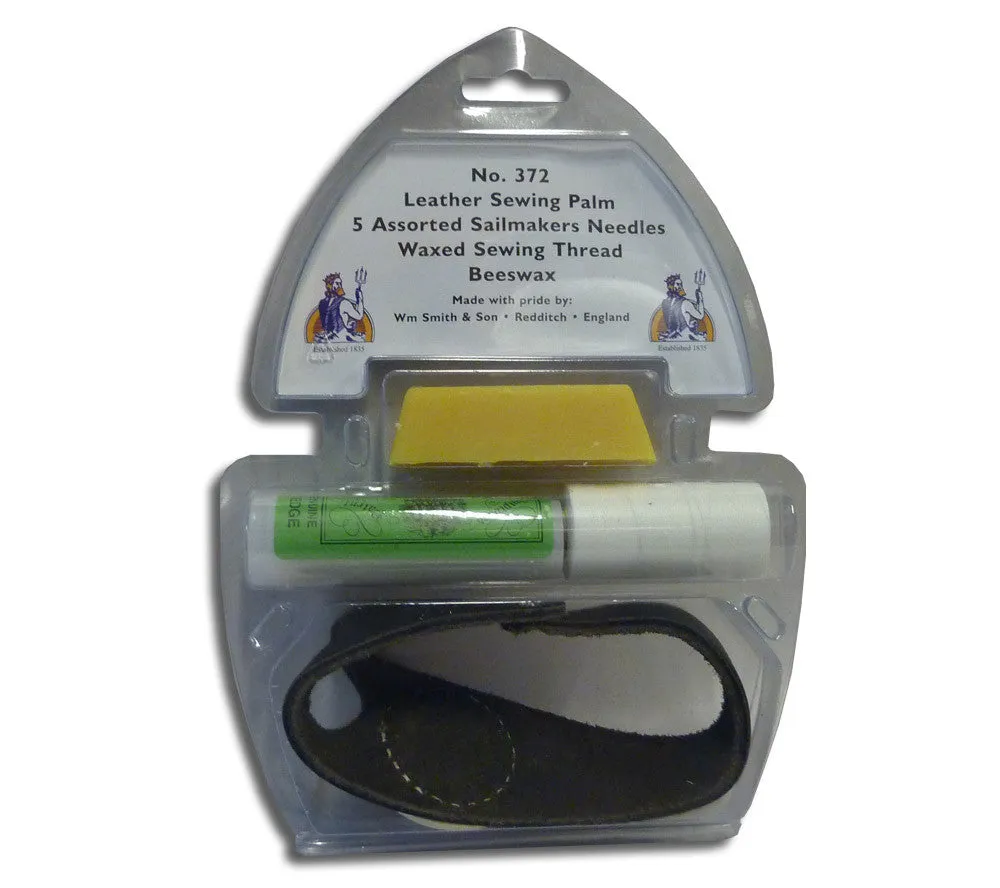Wm. Smith & Son Sail Repair Kit: Sailmakers' Needles, 5-ply Thread, Right-handed Sewing Palm, and Beeswax